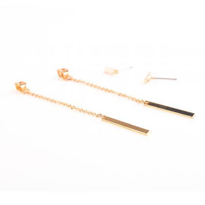Copper Strip Tassel Earrings
