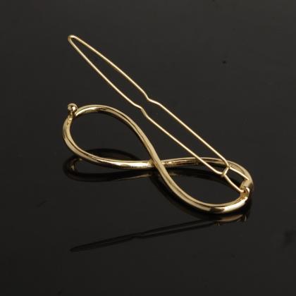 Minimalist Geometric Infinity Hair Clip - Gold /..