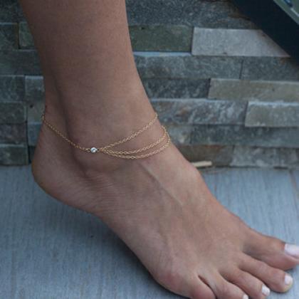 Style Crytal Single Anklet