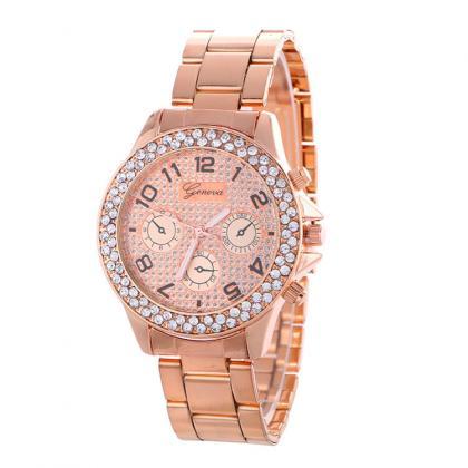 Fashion Alloy Strap Crystal Frosted Watch