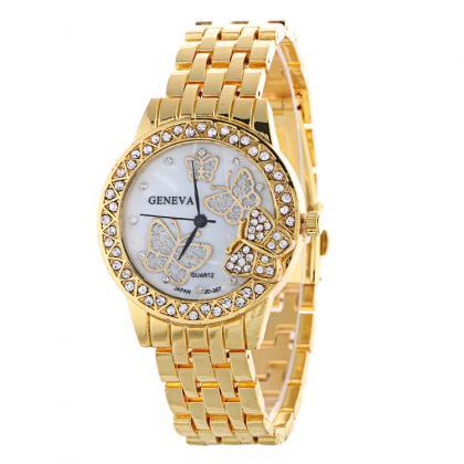 Fashion Butterfly Crystal Alloy Watch