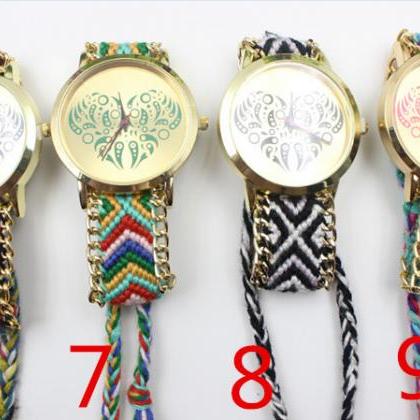Colorful Love Design Wool Knitting Strap Watch