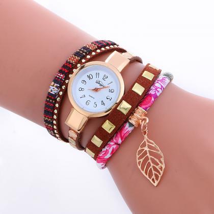 National Style Leaf Pendant Watch