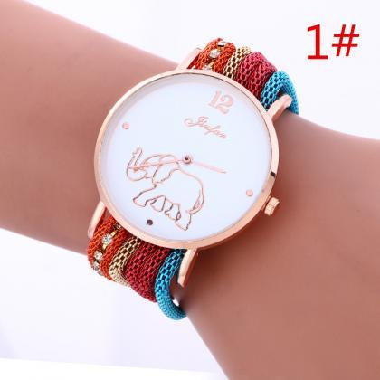 Bohemia Style Colorful Strap Elephant Watch