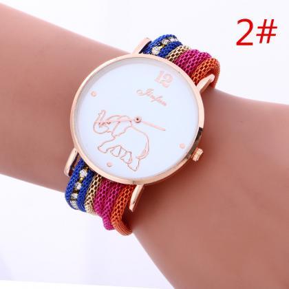 Bohemia Style Colorful Strap Elephant Watch