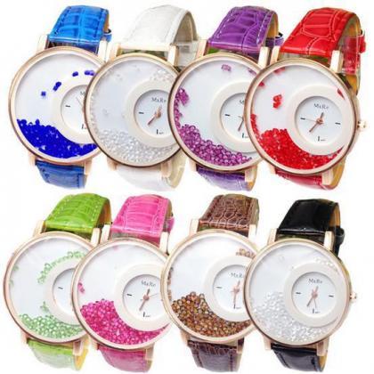 Colorful Quicksand Small Dial Leather Watch