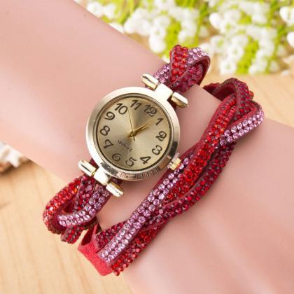 Beautiful Crystal Woven Bracelet Watch