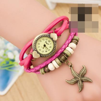 Heart Starfish Woven Bracelet Watch