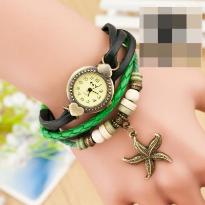 Heart Starfish Woven Bracelet Watch