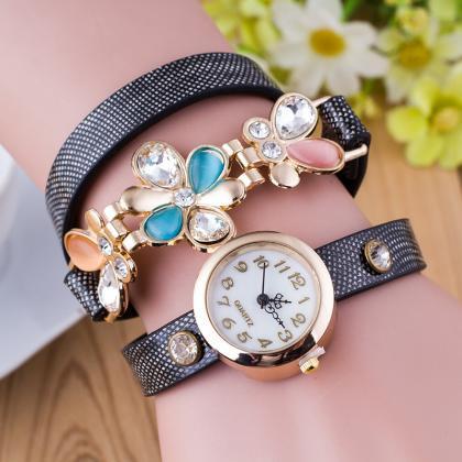 Plum Blossom Crystal Bracelet Watch