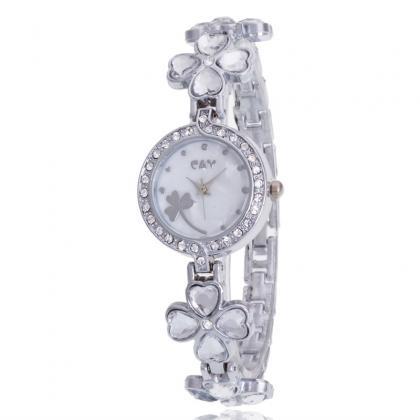 Crystal Clover Bracelet Watch