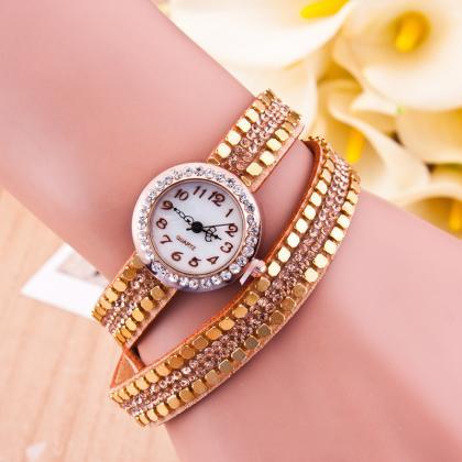 Cool Rivet Woven Bracelet Watch