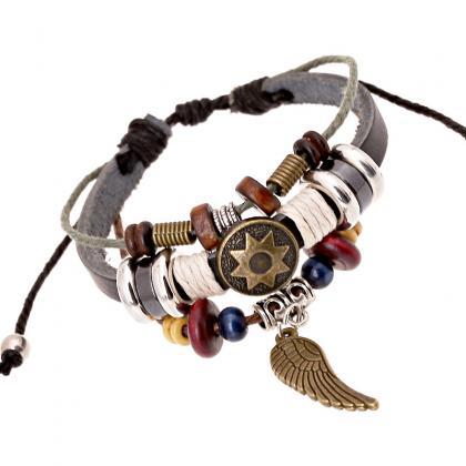Personality Wing Pendant Multilayer Bracelet