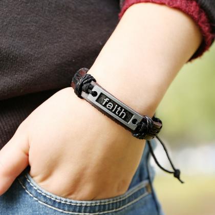 Retro Faith Leather Bracelet