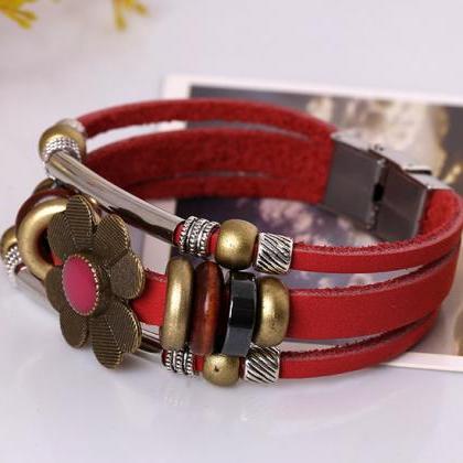 Fashion Flower Multilayer Leather Bracelet