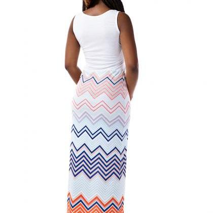 Colorful Wave Stripe Cotton Vest Dress