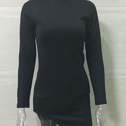 Sexy Black Bodycon Short Irregular Dresses
