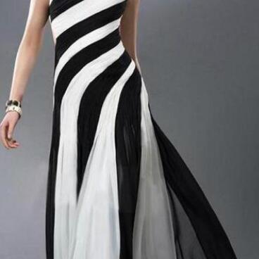 Sexy One Shoulder Stripe Long Party Dress