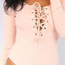 Style Hollow Out Lace Up Triangle Jumpsuit