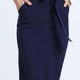 Royal Blue Office Knee-length Belt Dress