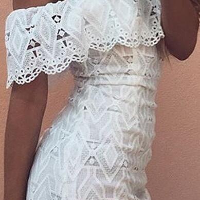 Sexy Strapless Bodycon Lace Short D..