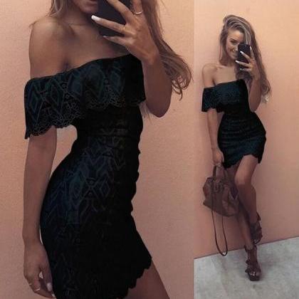 Sexy Strapless Bodycon Lace Short D..