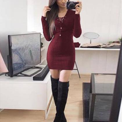 Sexy Lace Up Bodycon Short Dress