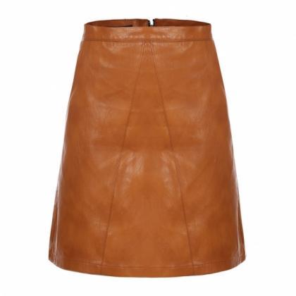 Women High Waisted Synthetic Leather Solid Mini..