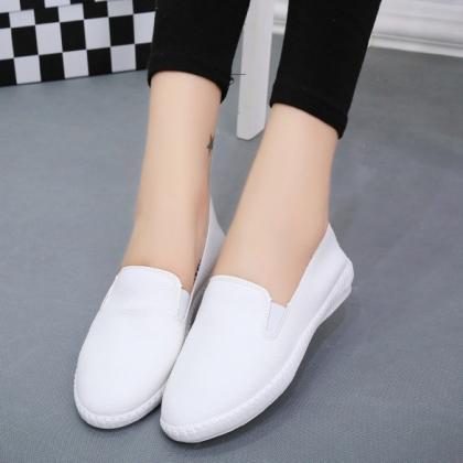 Pebbled Leather Slip On Loafers