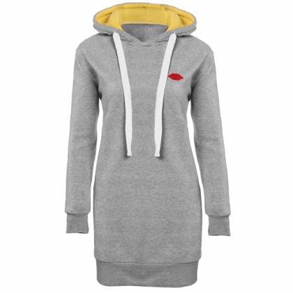 Women Casual Hooded Long Sleeve Solid Loose Over..