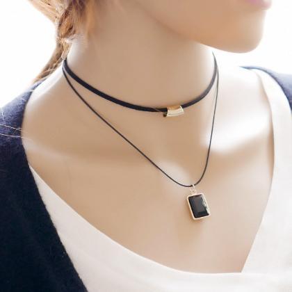 Korean Fashion Lady Double Simple Necklace