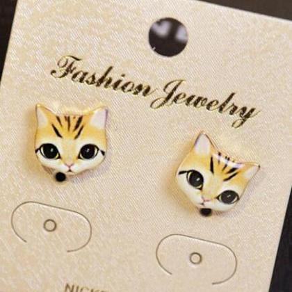 Korea Style Cute Cat Face Earrings