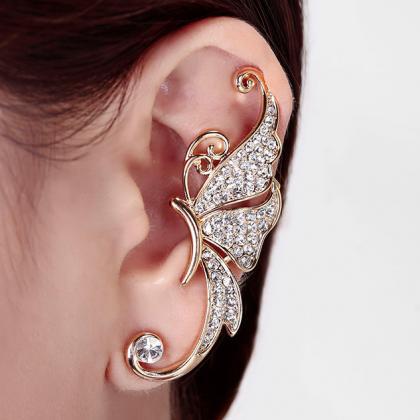 Beautiful Crystal Butterfly Single Ear Clip