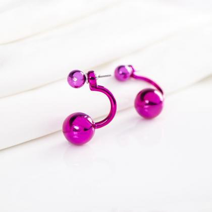 Colorful Hook Double Pearl Earring