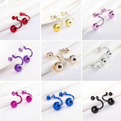 Colorful Hook Double Pearl Earring