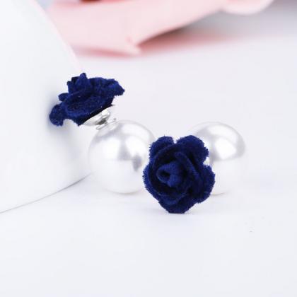 Velvet Frosted Roses Pearl Earrings