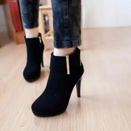 Frosted Buckle Stiletto Heel Ankle Boots