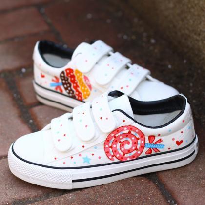 Sweet Velcro Hand-painted Canvas Sneakers