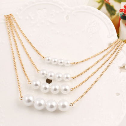 Explosion Multi-layer Pearl Metal Necklace
