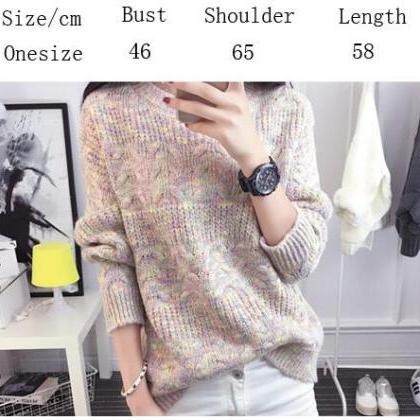Color Knitting Female Casual Sweater