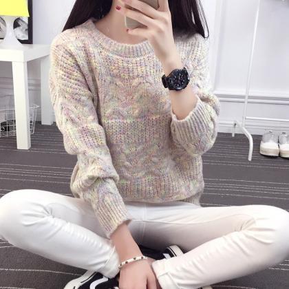 Color Knitting Female Casual Sweater