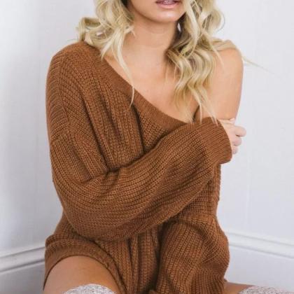 Sexy Deep V Neck Knitting Sweater