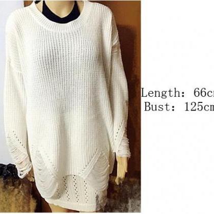 Fashion Hollow Out Knitting Long Sweater