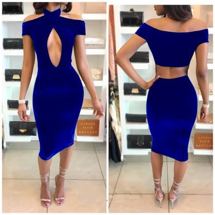 Sexy Off Shoulder Halter Hollow Out Knee-length..