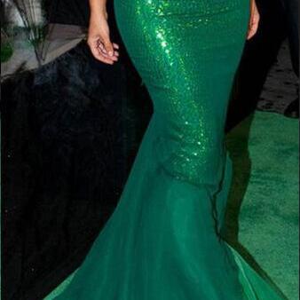 Green Sequins Patchwork Bodycon Long Mermaid Skirt