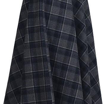 Woolen Plaid High Waist A-line Long Skirt