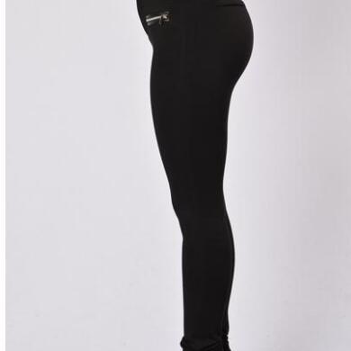 Black Regular Waist Zipper Pockets ..