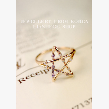 Cupronickel Micro Gold Hollow Out Star Ring