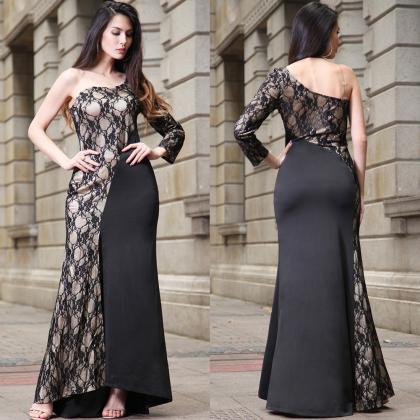 Fashion Hollow Out Irregular Lace Long Party..