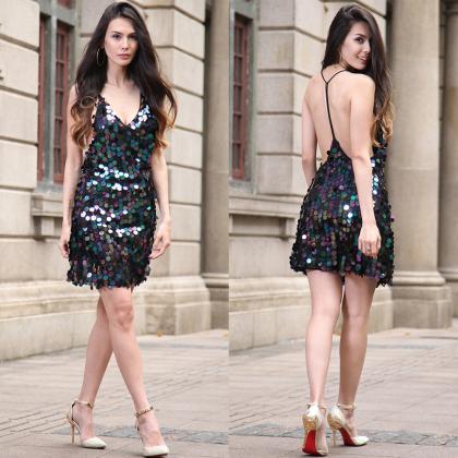 Fashion Sexy Sequins Shorts Party Dresses